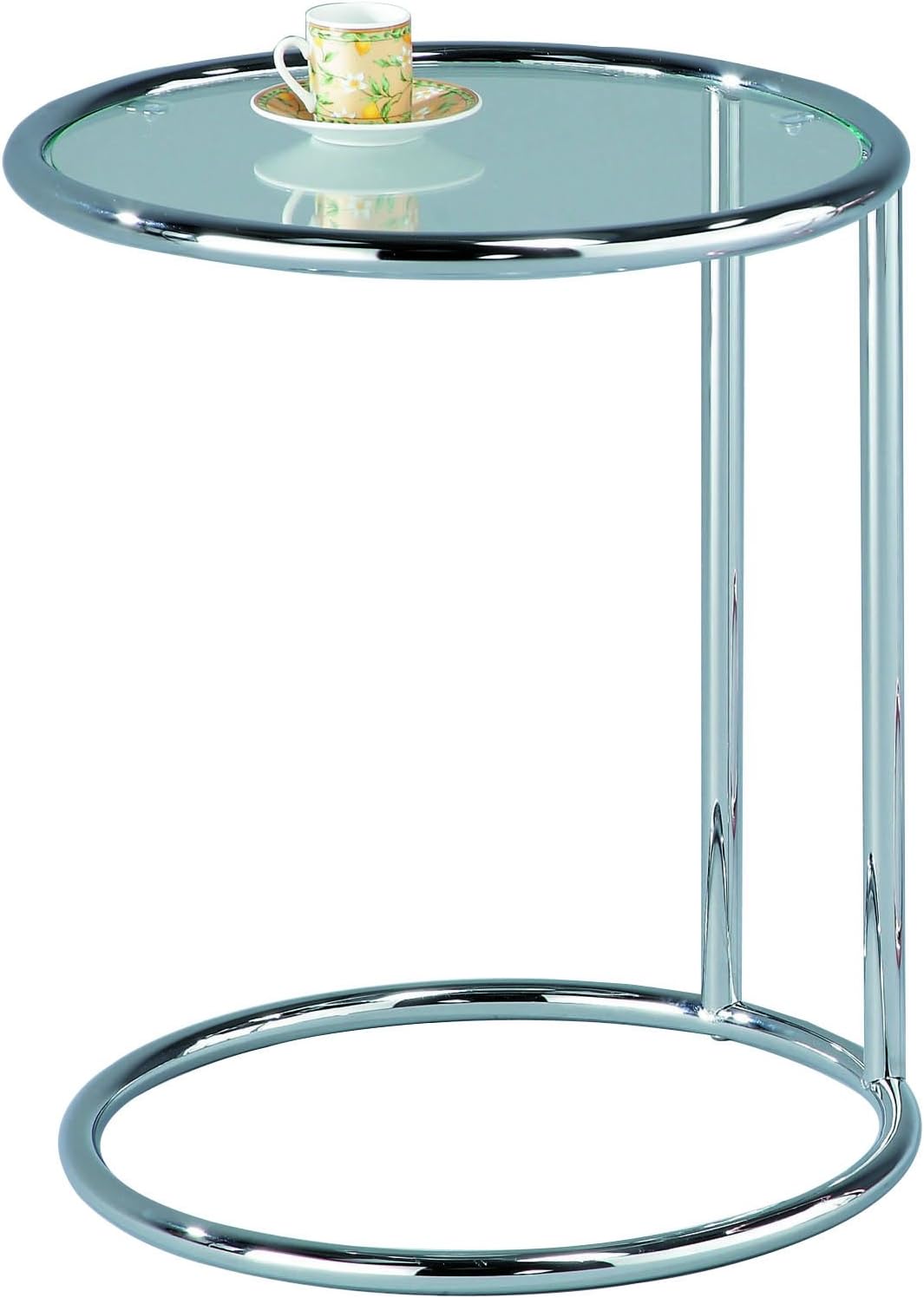ASPECTMia Round Side Coffee End Sofa Table, Chrome/Clear, 45x45x52 cm