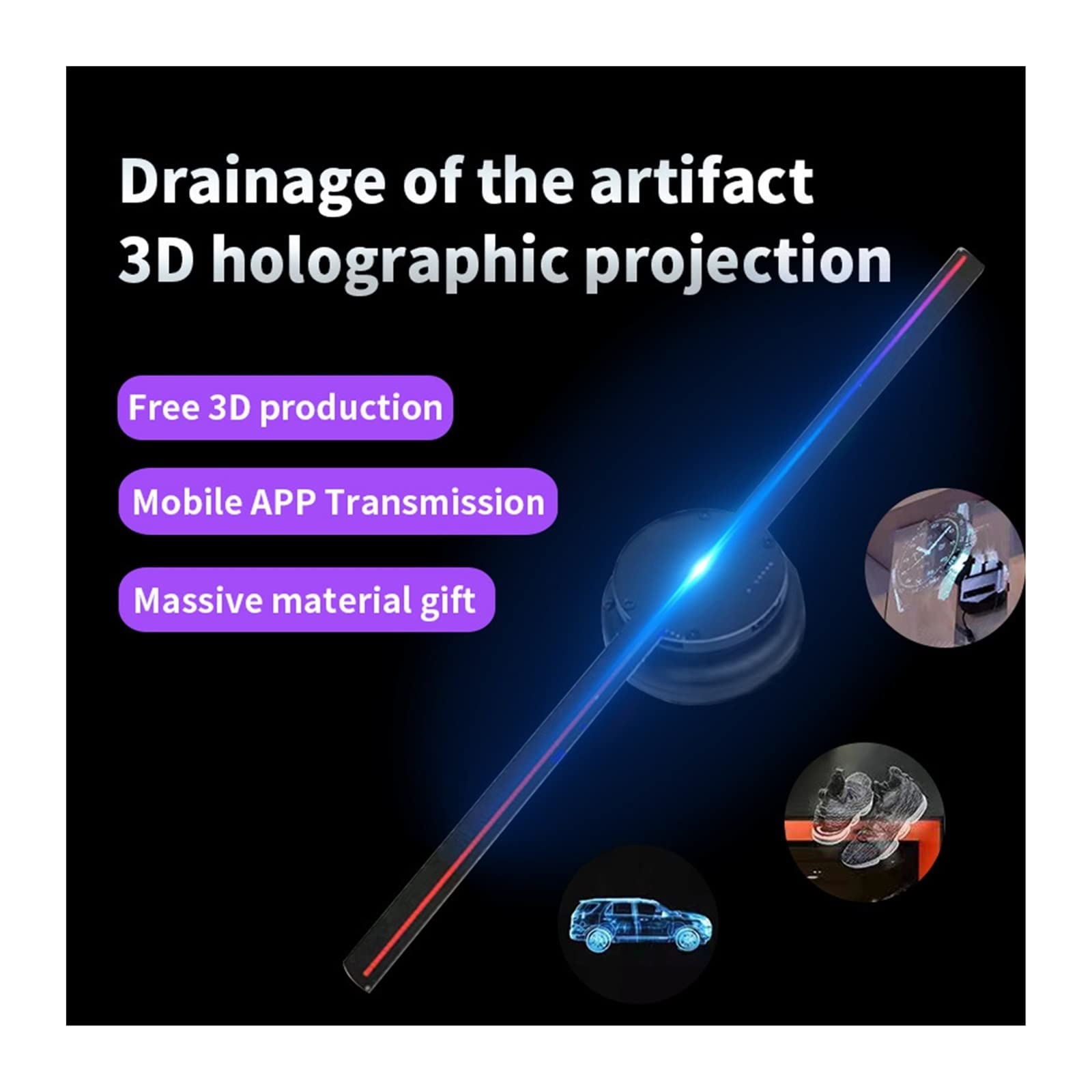 Projektor wentylatorowy z hologramem 3D 3D Hologram Wyświetlacz Wentylator Reklama Wyświetlacz Holograficzny HD 3D Hologram Wentylator Projektor LOGO Projektor Dekoracja Wyświetlacz reklamowy do stero