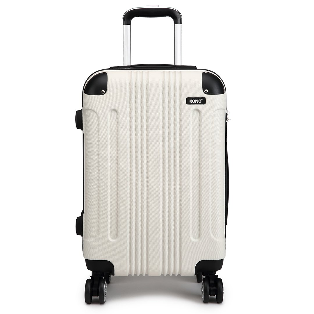 Kono 61 cm walizka podróżna twarda powłoka ABS lekka walizka z 4 kołami obrotowymi modny bagaż na wakacje biznesowe (61 cm biała), K1777 BG 24