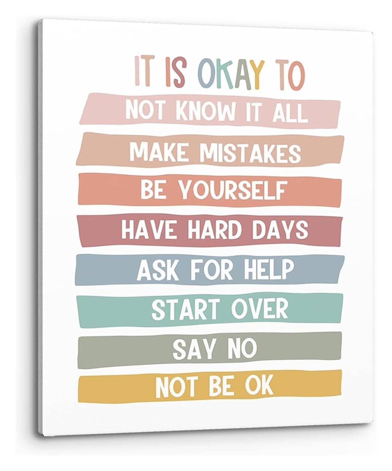 Mdbjtcyzn Unframed It's Okay To Not Be Okay Inspirational Quote Wall-Art School Counselor Office Decor Print Canvas Painting Artwork For Classroom Psychologist Office Decor(,08X12inch(20X30cm))