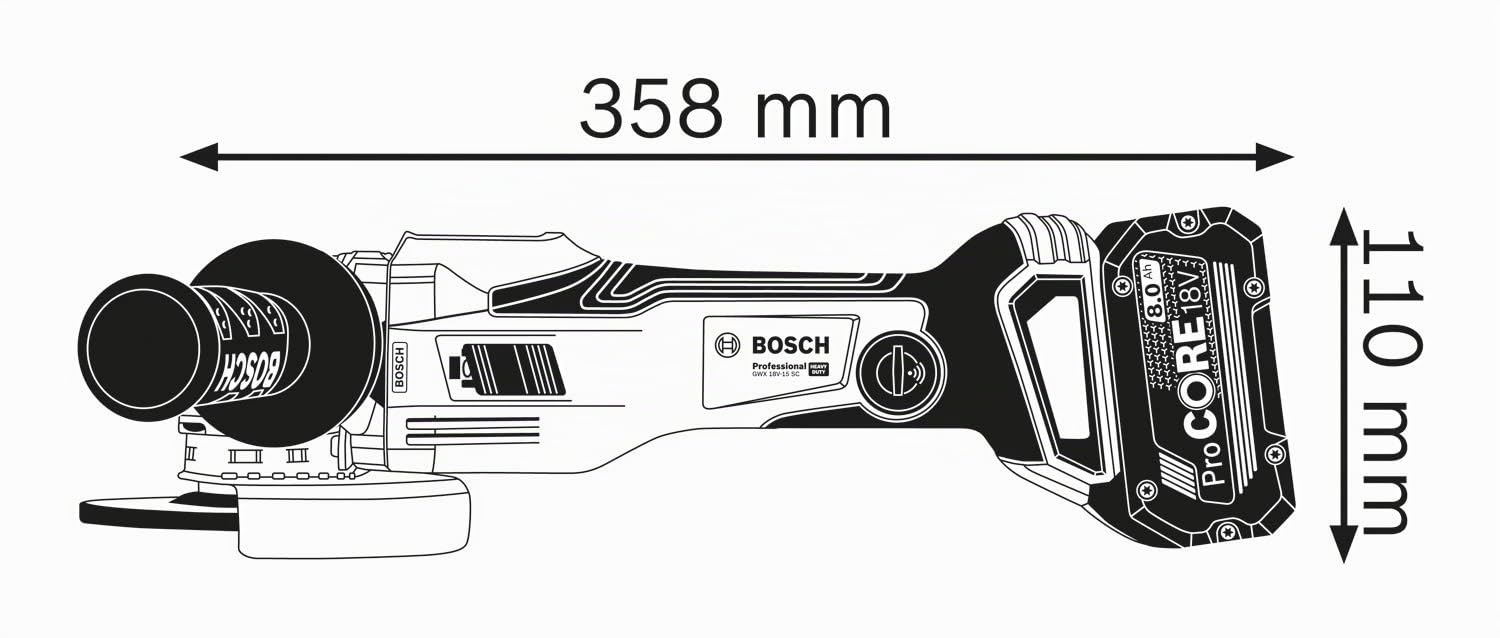 Bosch Professional 18V System BITURBO amoladora angular GWX 18V-15 SC con X-LOCK (potencia 1500 W, incl. cubierta protectora, empuñadura auxiliar, bandeja de L-BOXX, L-BOXX, sin batería/cargador)