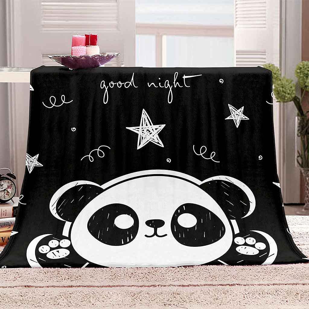 Couverture Polaire Panda en Flanelle Microfibre Douce 150x200cm pour Lit et Canapé Toutes Saisons