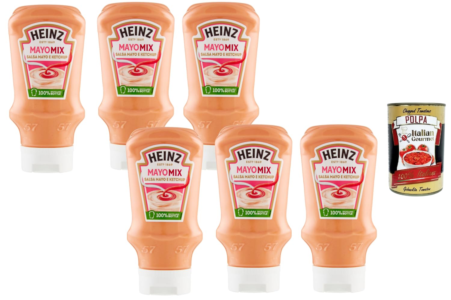 Italian Gourmet Mayomix Sauce Mayo & Ketchup Mix, cremige Würzsauce für Burger Pommes Sandwich Dips & BBQ – Vorteilspack 6×425 g + Italian Gourmet Polpa