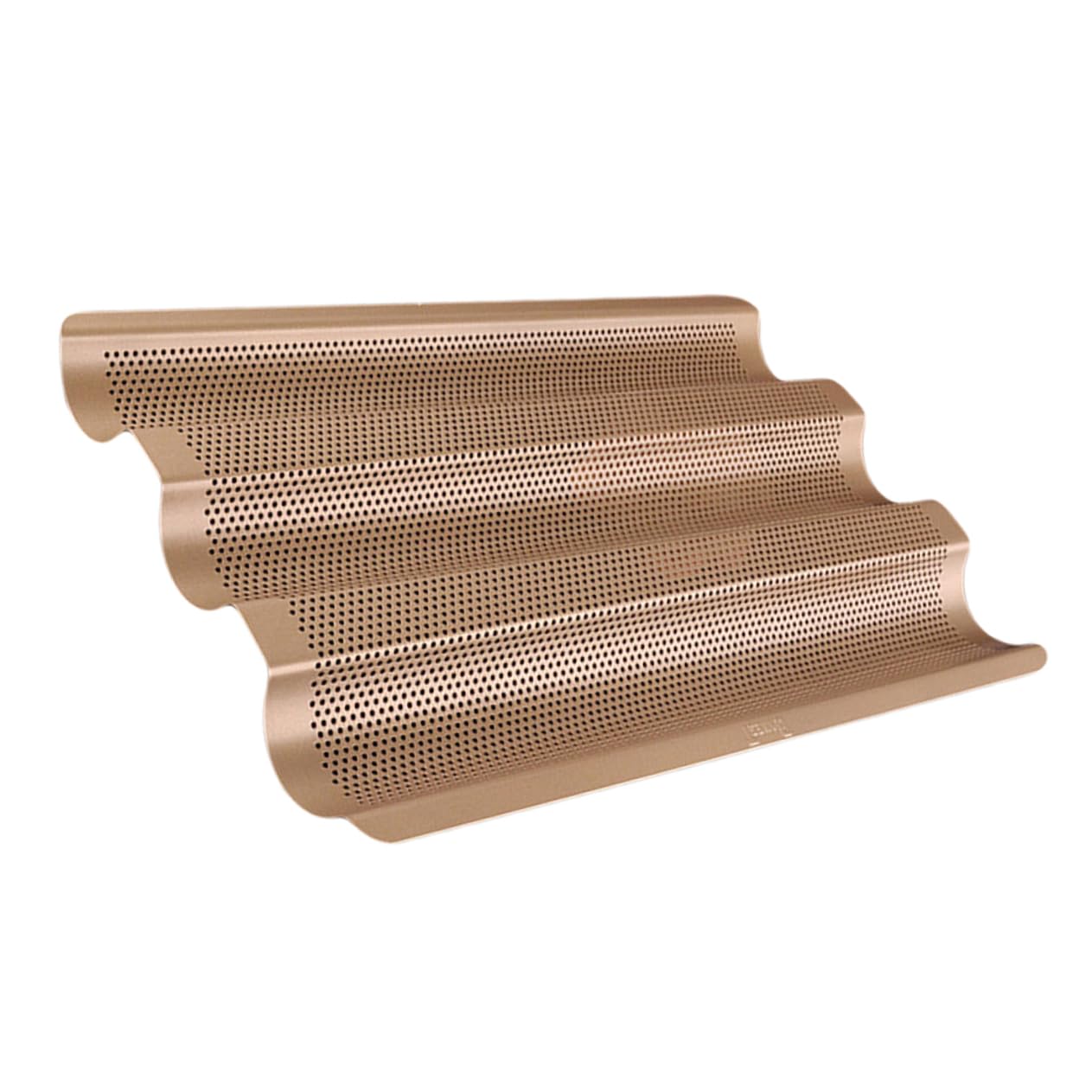 SOLUSTRE 1Pc Non Stick French Bread Pan Heavy Steel Three Slot for Baking Baking Tray for Homemade Baguettes Easy to Clean with Premium Coating Gold Finish