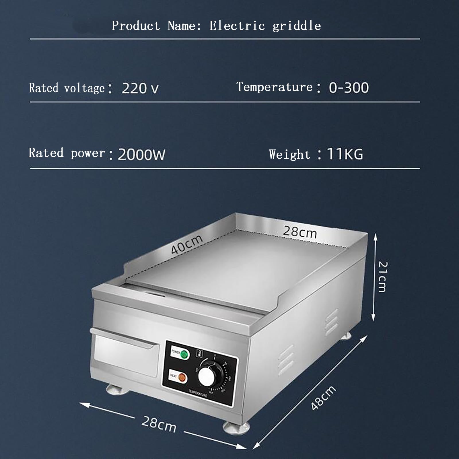 Catering Piastra Elettrica da Cucina in Acciaio Inossidabile Piastra Elettrica Professionale Piastra Bistecchiera Commerciale per Casa Bar E Ristoranti Controllo Termostatico