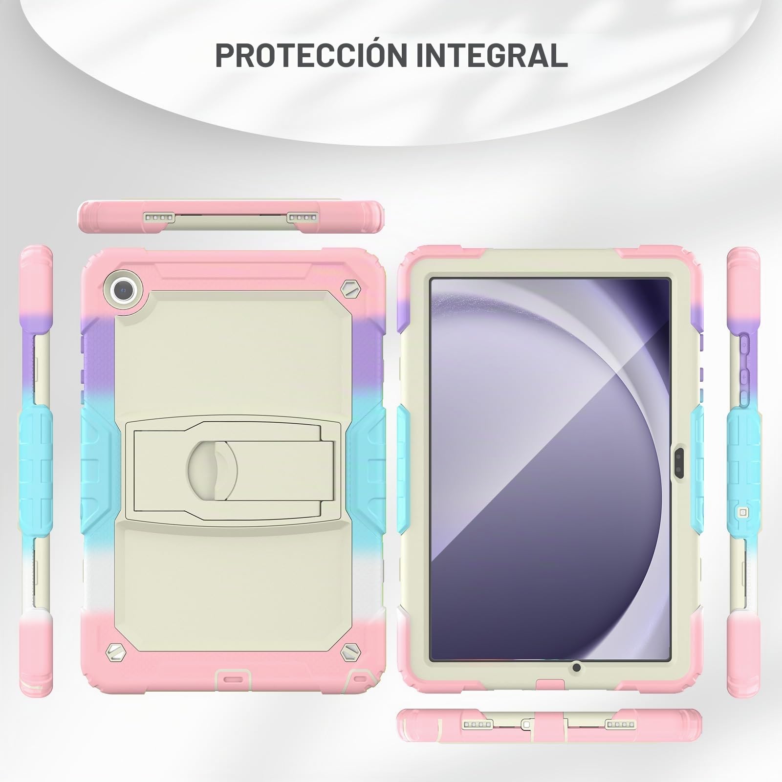 SEYMAC Funda para Samsung Galaxy Tab A11+ Plus/A9+ 11"(2025/2023), Funda Tab A11 Plus a Prueba de Golpes con Protector de Pantalla/Soporte Plegable/Correa para el Hombro, SM-X230/X235/X236B, Rosa
