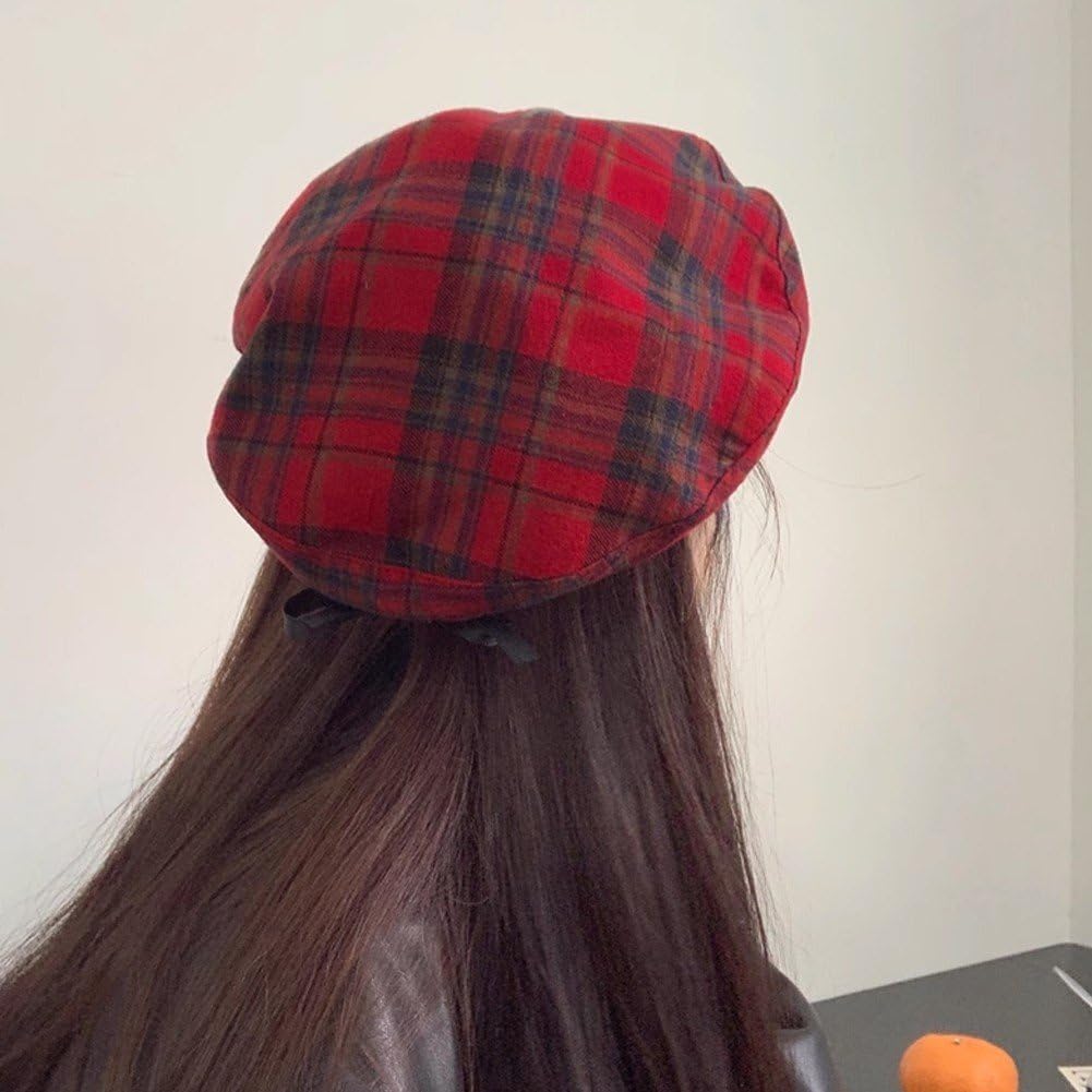 6871 Women Winter Plaid French Beret Hat Tartan Check Artist Painter Hats Women Winter Plaid French Beret Hat Tartan Check Artist  main image 4
