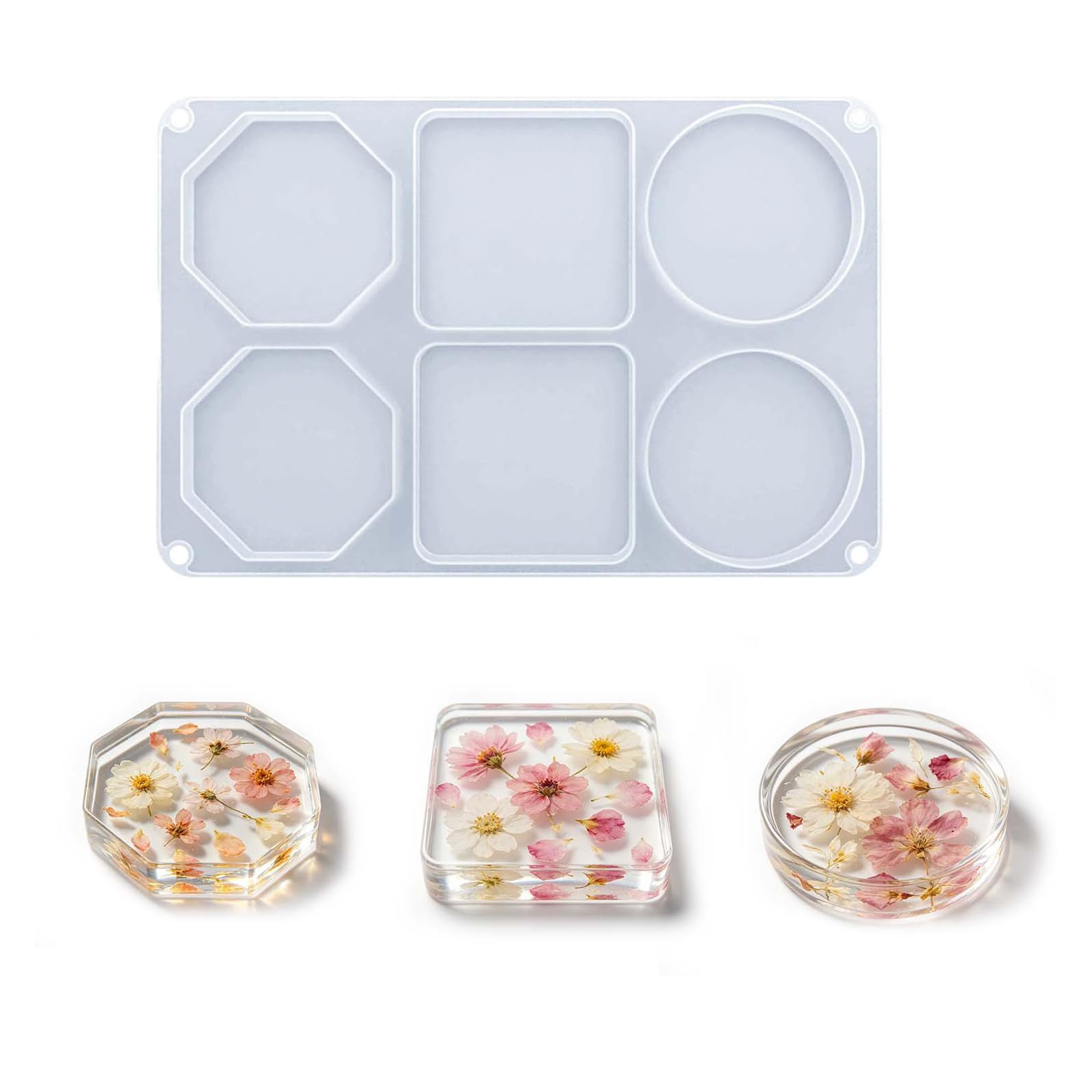 XAGMODSHN 6 Cavities Silicone Resin Molds Geometric Coasters Silicone Mold for Crafting Coasters Home Decoration Candlewax Cast
