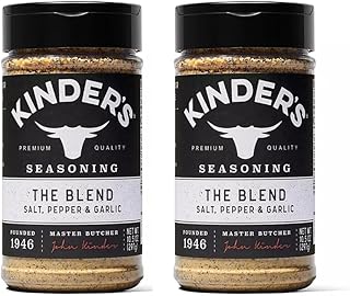 Kinders The Blend Seasoning – Premium Salt, Pepper & Garlic Rub – All-Purpose Spice for Steak, Burger, Chicken & BBQ – Gluten Free, Keto Friendly, Non-GMO, No MSG – 10.5 oz Large Shaker (Pack of 2)