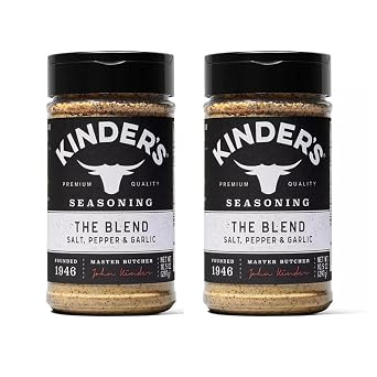 Kinders The Blend Seasoning Premium Salt, Pepper & Garlic Rub All-Purpose Spice for Steak, Burger, Chicken & BBQ Gluten Free, Keto Friendly, Non-GMO, No MSG 10.5 oz Large Shaker Pack of 2