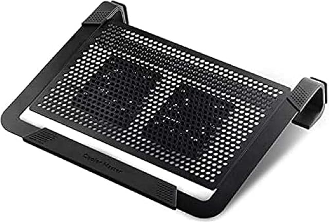 Cooler Master NotePal U2 Plus Podstawka Chłodząca do Laptopa - 2 Ruchome Wentylatory 80mm, Ochrona Podczas Transportu, Ergonomiczna Rama z Aluminium - Czarna