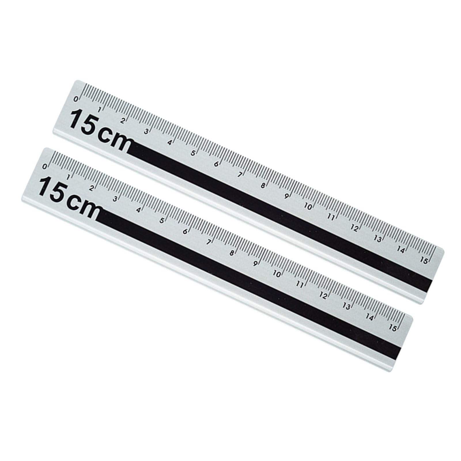 YHAILI Pack Of 2 15cm Aluminum Straight Ruler With Anti Slip Grip And Precisions Marking For Accurate Measuring In School