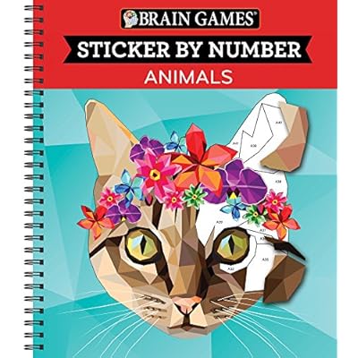 Brain Games - Sticker by Number: Animals (28 Images to Sticker) Spiral-bound August 1, 2017