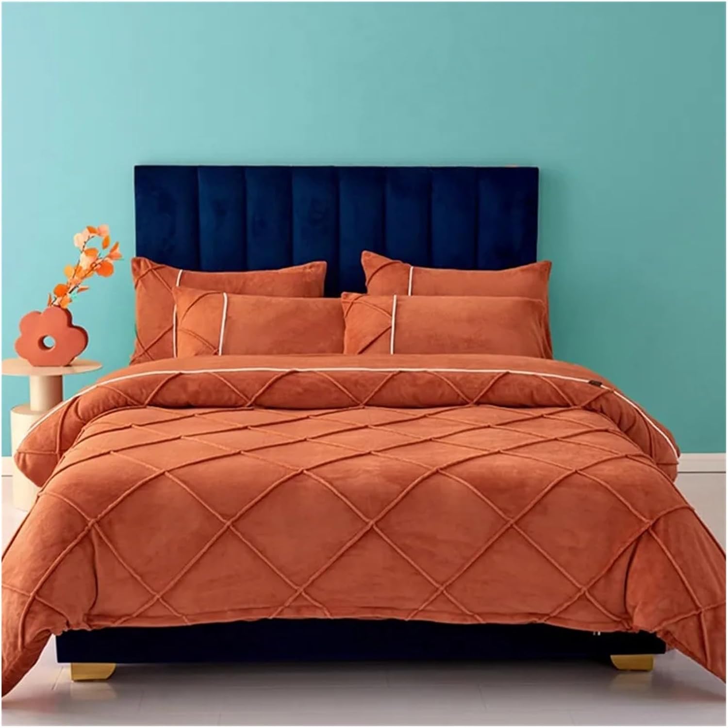 Winter Soft Plush Velvet Fleece Warm Thick Bedding Set Caramel Carved Velvet Diamond Duvet Cover Flat/Fitted Sheet Pillowcases,Bed