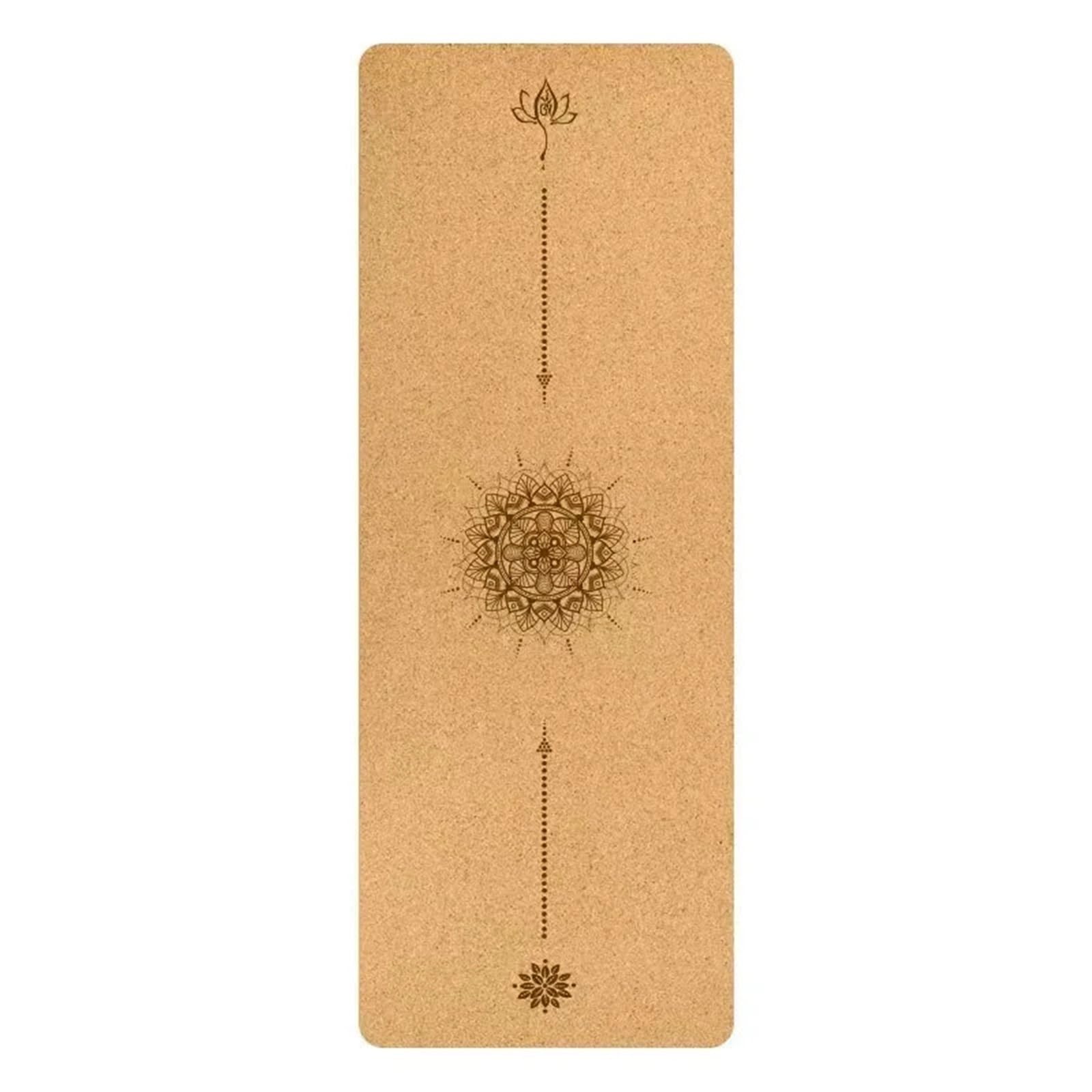 Esterilla Yoga Estera de yoga corcho TPE con línea posición, almohadilla antideslizante, ejercicio, tamaño 183 cm x 68