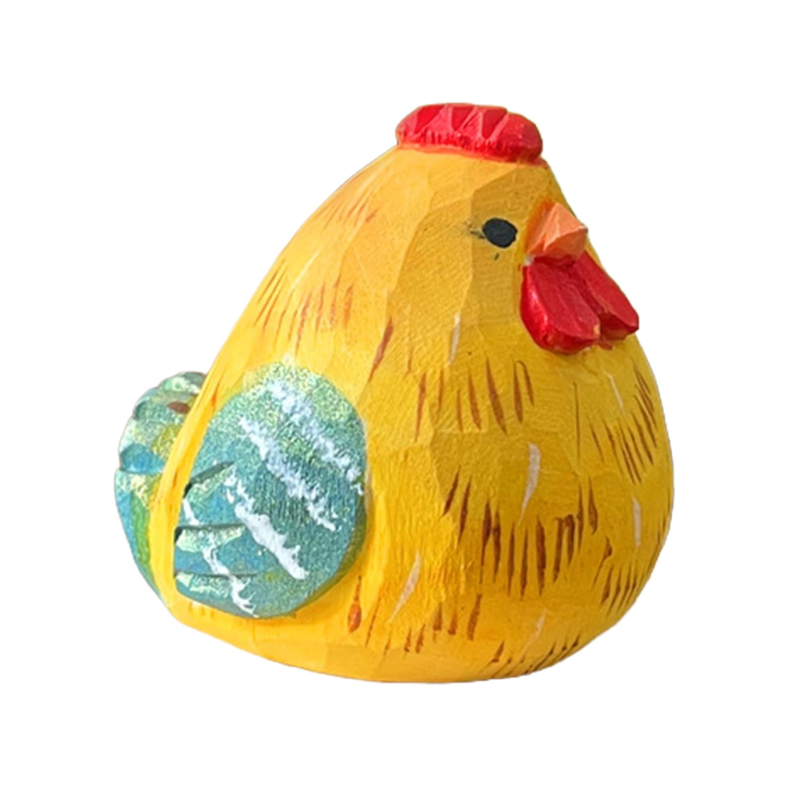 pidodou Hand-Carved Wooden Rooster Figurine, Rustic Farmhouse Chicken Animal Statue, Decor Ornament for Shelf Desk Kitchen & Gift Giving D Onesize