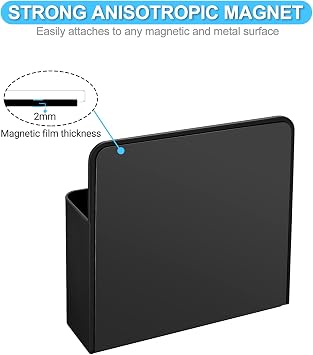 Black Strong Magnetic Marker Holder/Dry Erase Pen Holder - Storage for Dry Erase Marker, Eraser, Bottle Opener, Remote Controls, Notes - Ideal for Magnetic Board, Fridge Door, and Locker