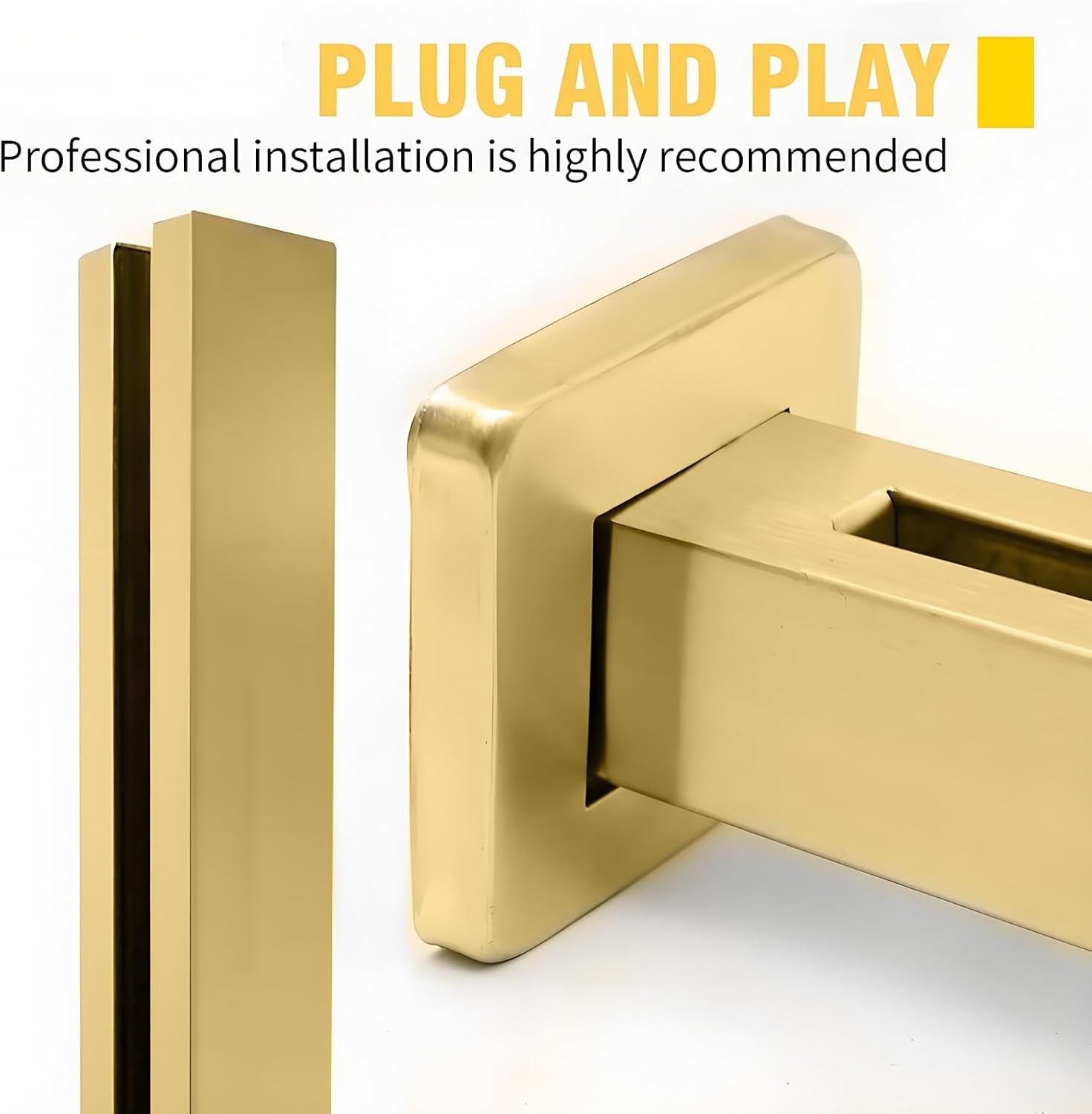 Frameless Gold Glass Balustrade Railing for 10-12mm Double/Single Glass, 304 Stainless Steel Post for Outdoor Decking, Height 75CM, Durable & Stylish Design