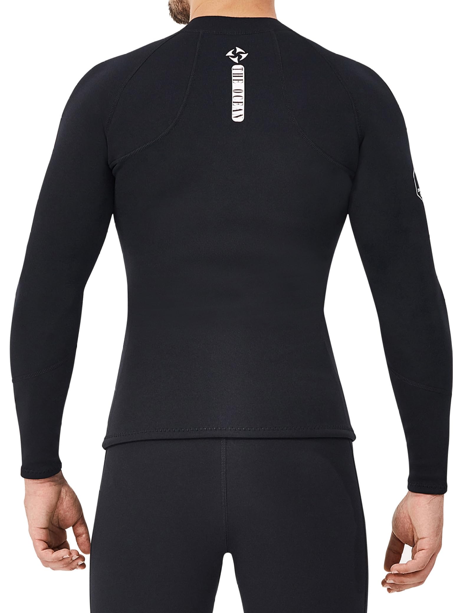 Traje de neopreno para hombre Parte superior de manga larga 2 mm con cremallera frontal para buceo, surf, deportes acuáticos Negro