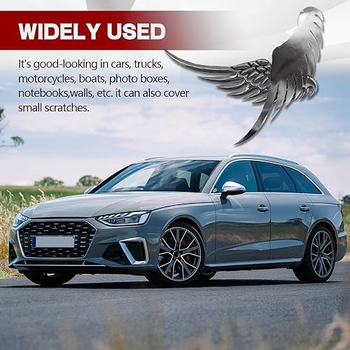 Miniatura 7 de 1 par de calcomanías de aleación de metal para automóvil, calcomanías de metal 3D, emblema de automóvil de alas de águila de halcón, calcomanías de