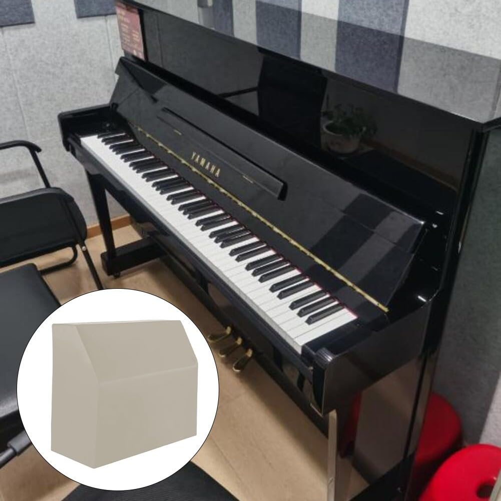 Copertura impermeabile e antipolvere per pianoforti verticali, realizzata con tessuto Oxford rivestito in argento per prevenire danni da sole e umidità, con coulisse regolabile (metri bianchi)
