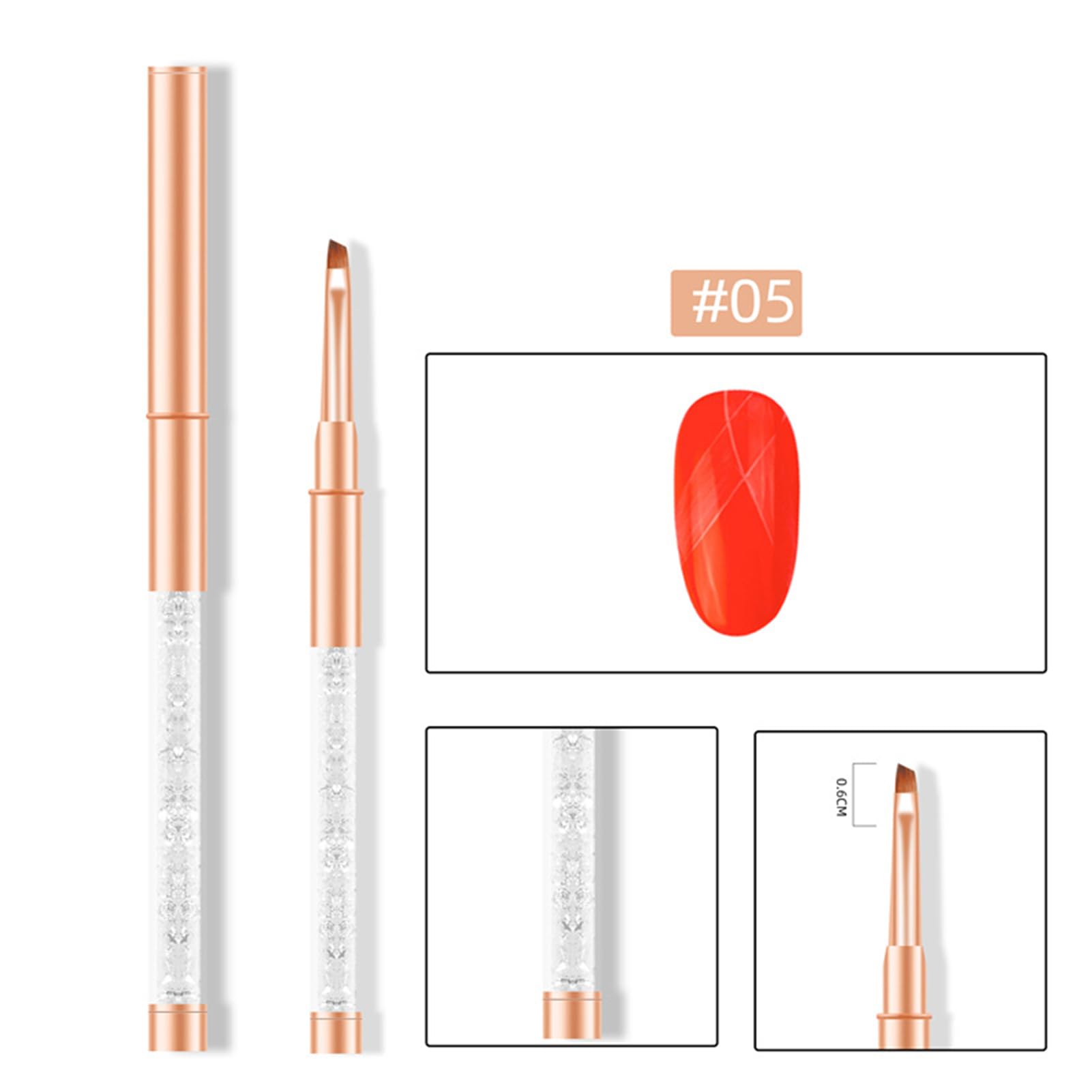 Set di Pennelli per Nail Art 11 Pezzi per il Design Professionale delle unghie. Elegante Kit di Penne a Doppia Testa con Capelli in Nylon e Manico in