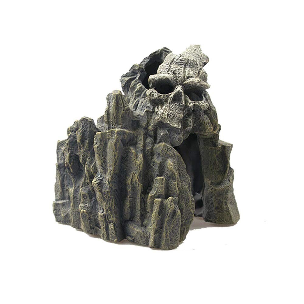 Decorazioni per acquari, decorazioni per acquari, resina teschio montagna paesaggistica adatto per affari (colore : dipinto, dimensioni: 14,5 x 13,5 x 13,5 cm