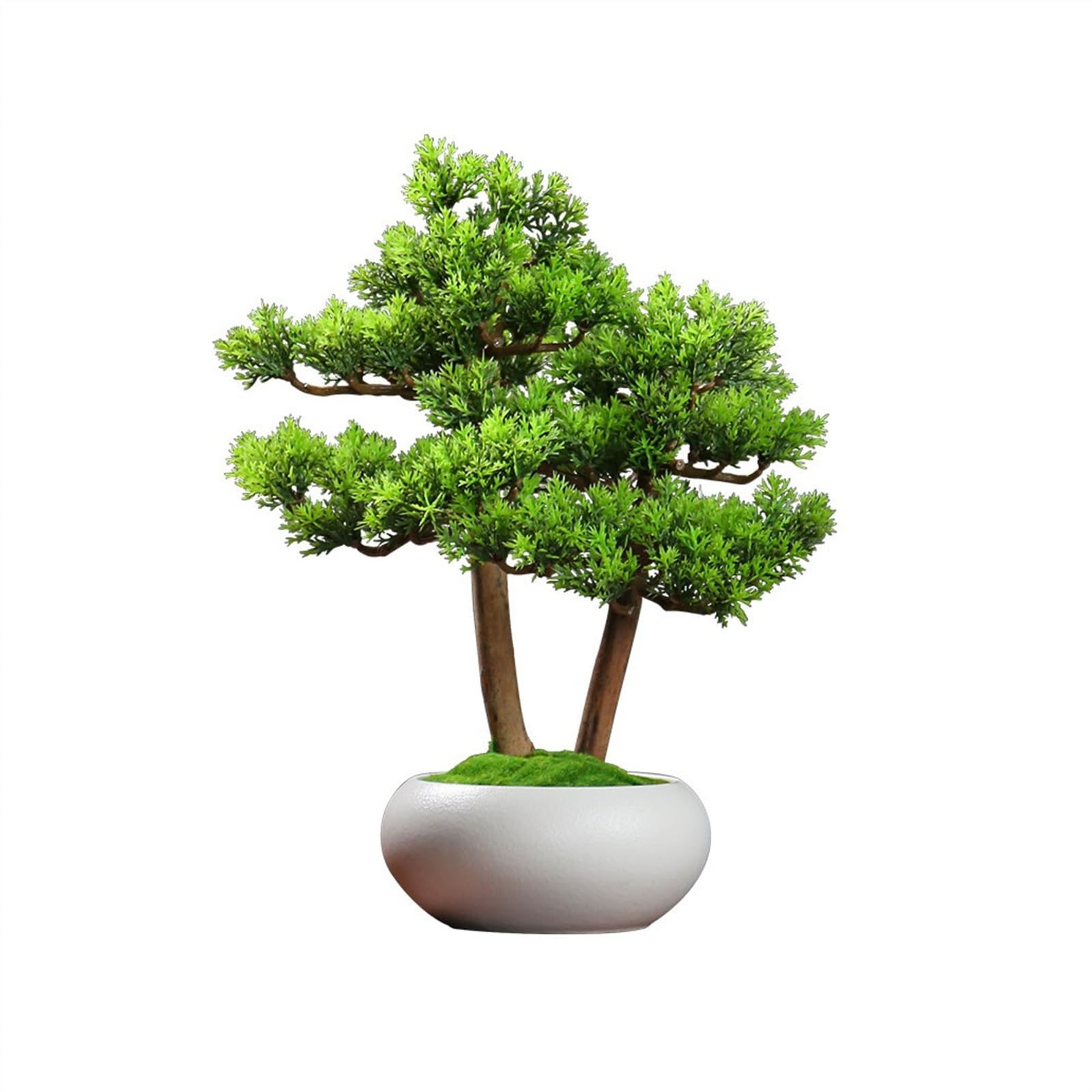 WOTZOV Realistic Artificial Trees, Simulation Bonsai Ornaments Pine Tree Potted Plants Desktop Plant Decorations Green Plants To Improve Feng Shui,Bonsai Deco,White