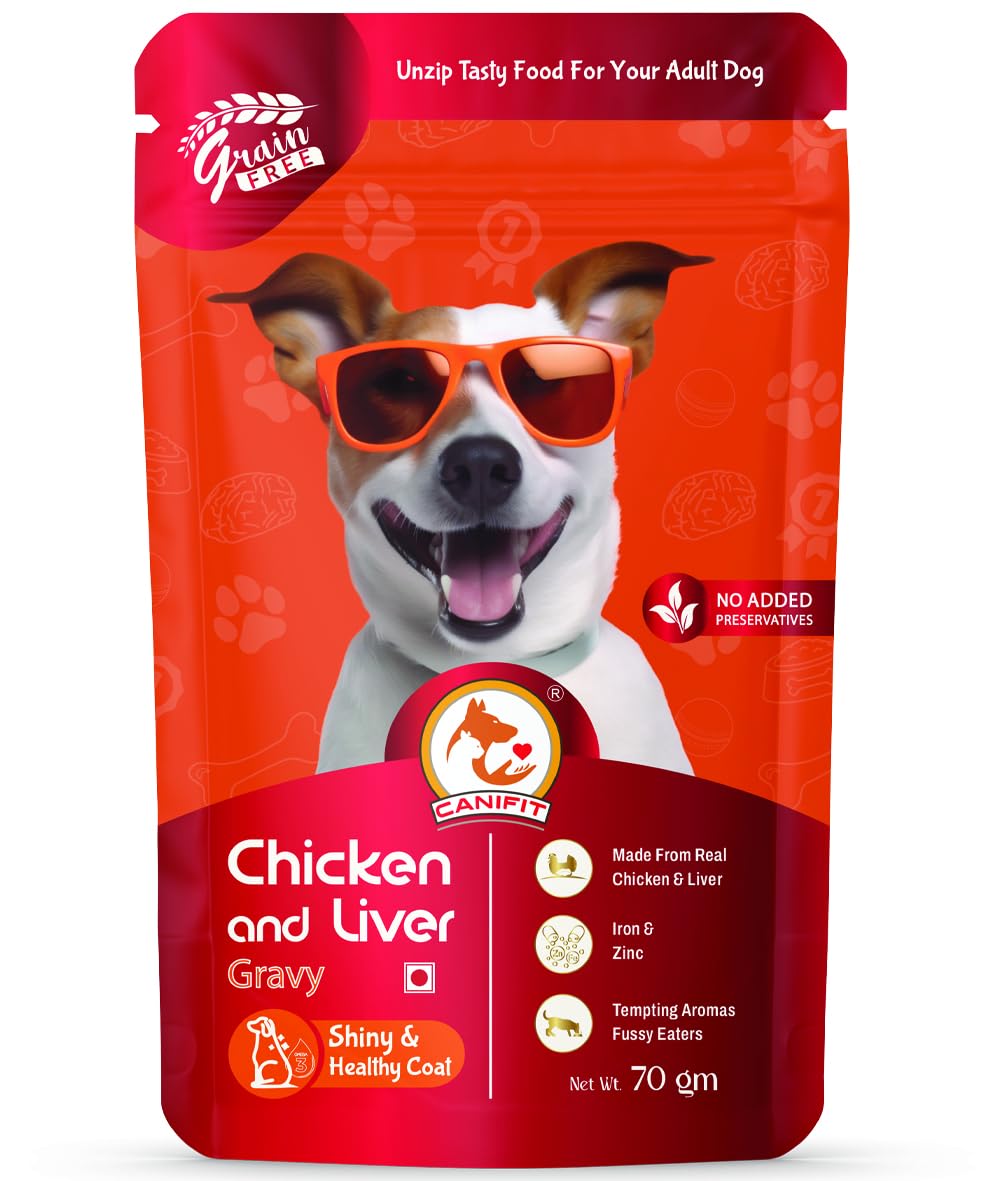 CANIFIT Adult Dog (1+ Year) Chicken & Liver Gravy 840 GM,Pack of 12, (70 GM*12 Pouches) (B0CSP38SH3) Amazon Price History, Amazon Price Tracker