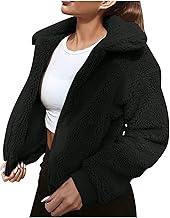 Womens Fashion Winter Warm Plush Coats Fleece Zipper Jackets Sweater Solid Color Long Sleeve Outerwear