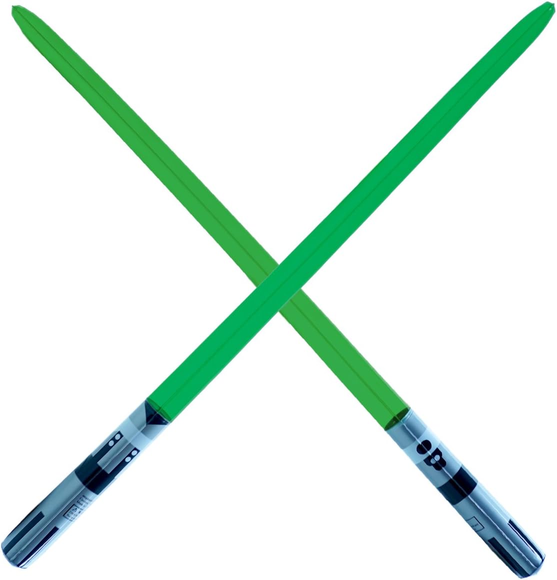 2 Premium - Green Single Blade Inflatable Light Saber Swords, Lightsaber, Party, Gift, Action Play, Blow Up Luke Yoda Lightsaber (Green 1-Blade)