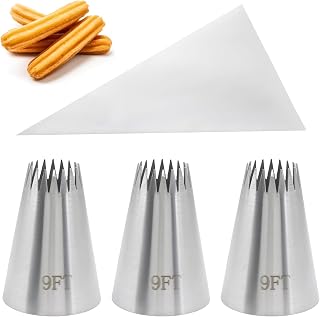 3Pcs 9FT Churro Piping Tips With 10 Bags
