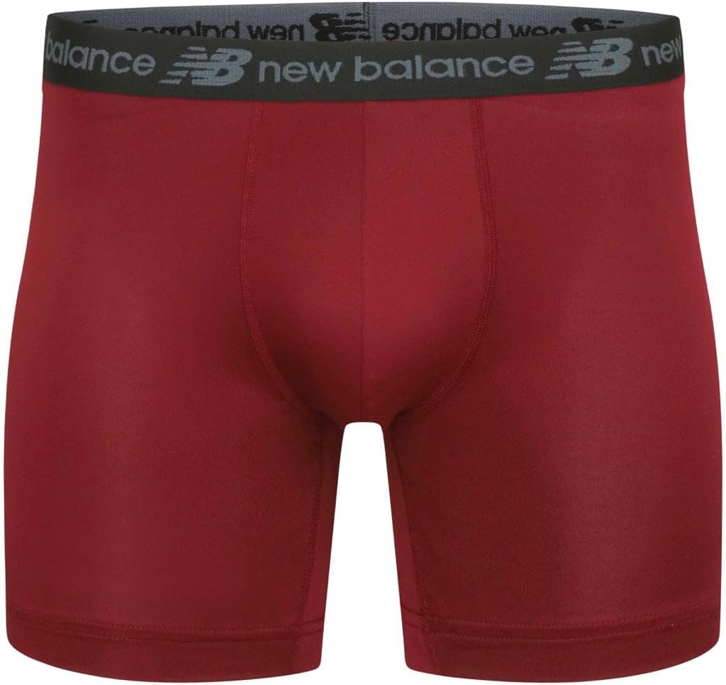 New Balance Men's Performance Boxer Briefs, Moisture Wicking Lightweight Breathable Underwear, Tagless (6 Pack)