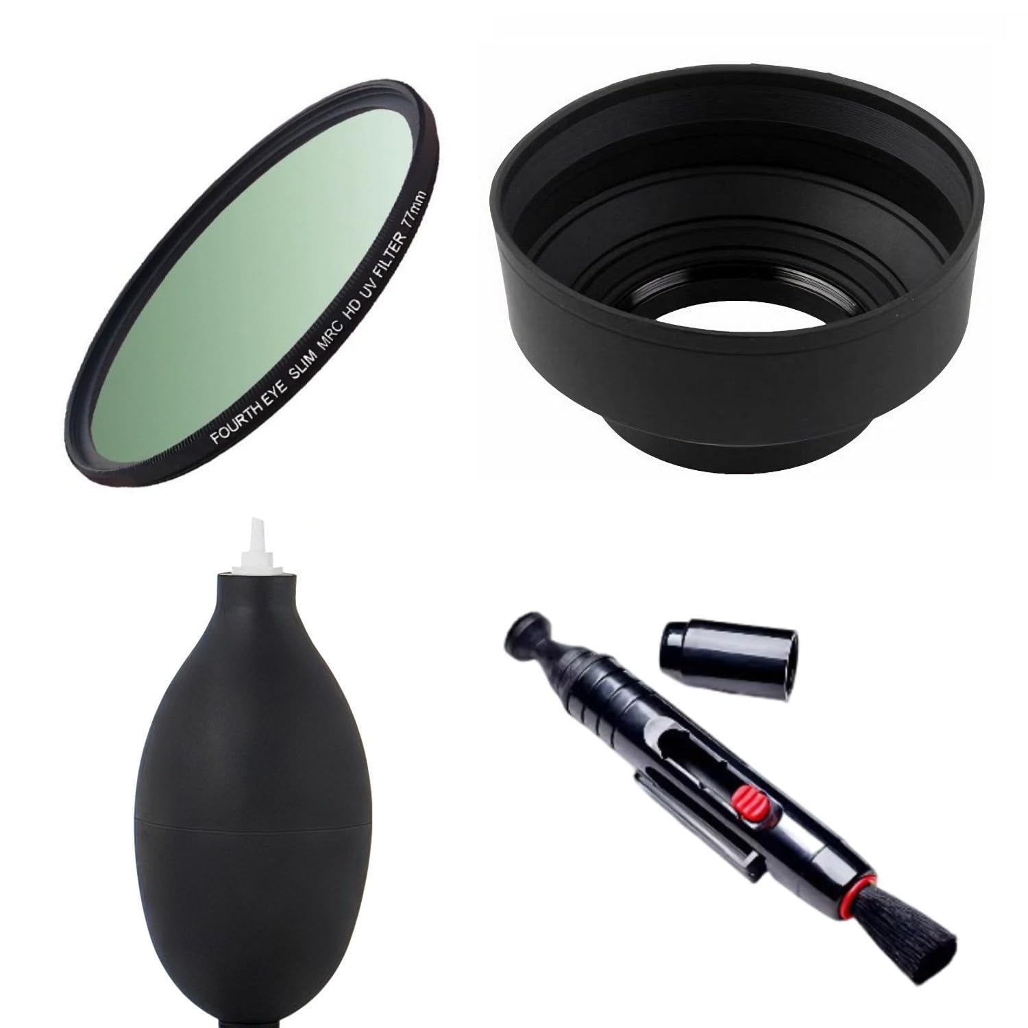 カメラレンズキットバンドル 43mm スリム MRC HD UVフィルター、3段階折りたたみ式レンズフードクリーニングペンエアブロワー Canon EOS M6、M6 Mark II、Canon EF-M 32mm f/1.4 STMレンズ付き