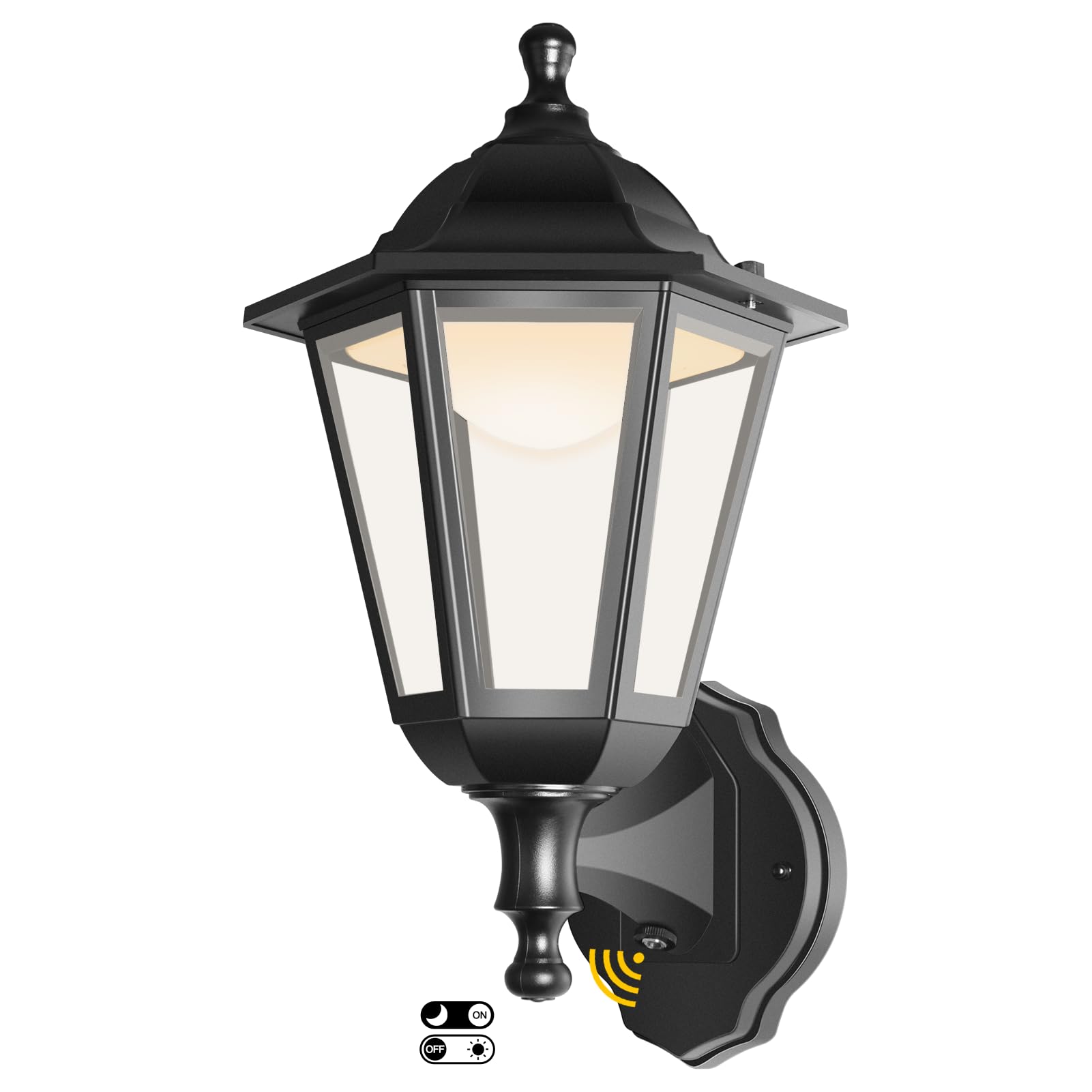 FUDESY Dusk to Dawn Outdoor Wall Lantern, Sensor Exterior Porch Light Fixtures, Waterproof Anti-Rust Wall Sconce Light Fixture Wall Mount, Matte Black LED Wall Lamp for Hose, Porch, Doorway