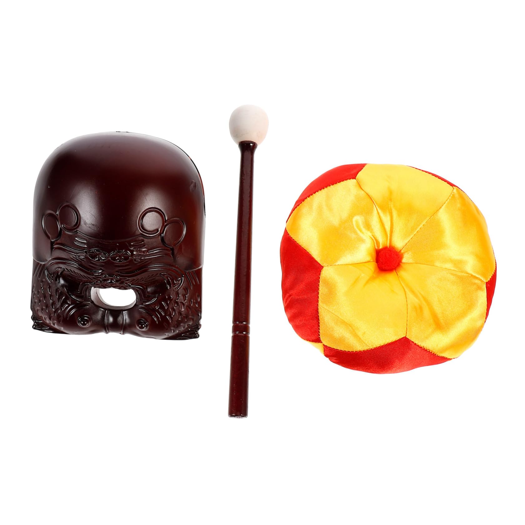 PRETYZOOM Religious Supply Wooden Fish Set for Meditation Buddhist Decor Cushion