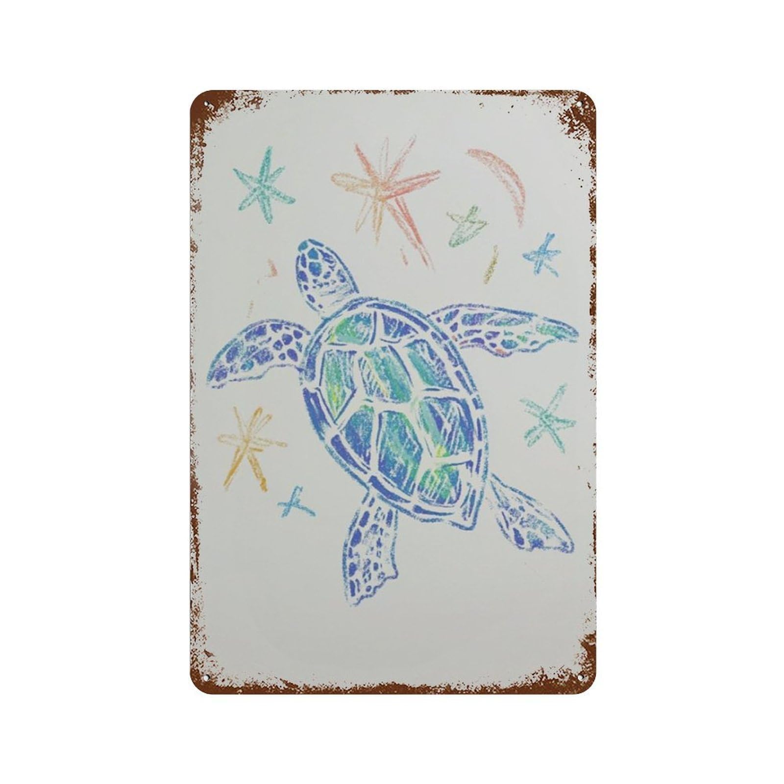 xiaoxiaoshen Sea Turtle Coastal Ocean Nautical Beach House Wall Decor Art Metal Tin Poster Modern Home Decor Art Home Bar Shop Decorations Vintage Sign 30x20cm
