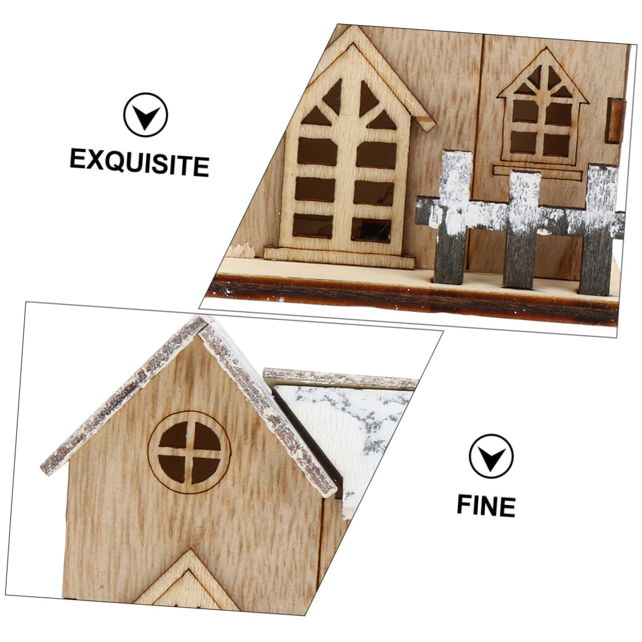 3 Piezas Decoración Navideña Madera Casas Luminosas Adorno Escritorio Festivo Hogar Oficina