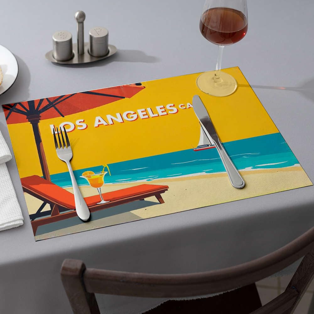 Set de table jaune plage Los Angeles pour raviver vos souvenirs d'été