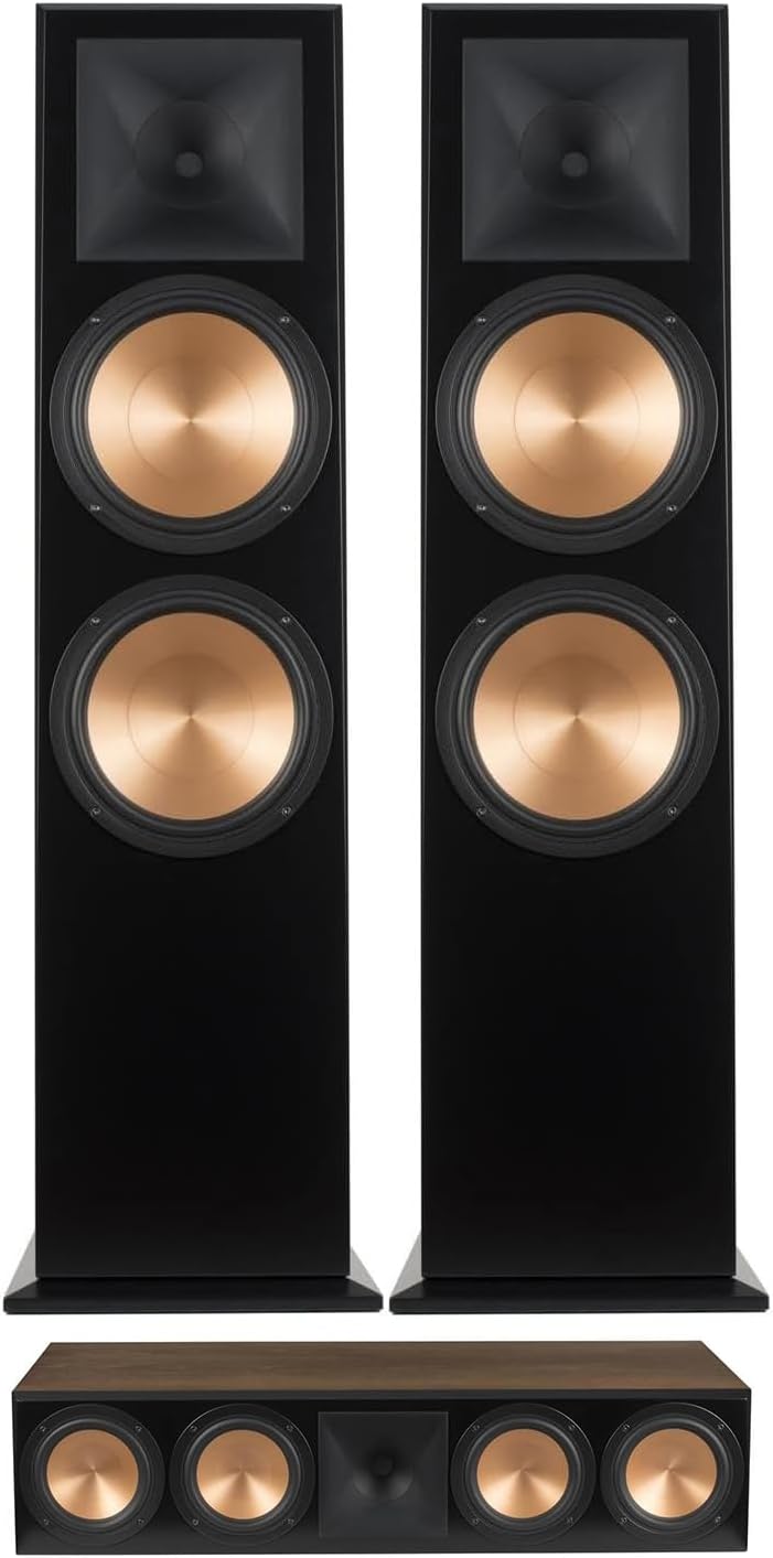 Klipsch RF-7 III Walnut Wood Furniture Made Floorstanding Speaker Pair with a Klipsch RC-64 III Walnut Wood Furniture Made Center Channel Speaker (2017)
