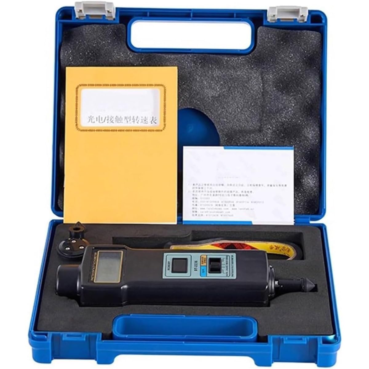 Handkontakt Foto Drehzahlmesser, Linearer Drehzahlmesser LCD Anzeige, 2.5-99999U/min Digitaler Drehzahlmesser 4 Sonden, Lineargeschwindigkeitsmessung m/min ft/min für Fuß Pro Sekunde Minute