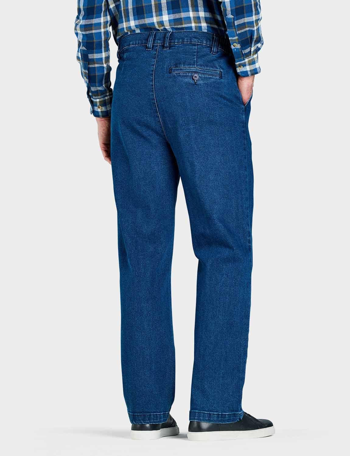 Chums Men's HIGH-Rise Denim Straight Leg Jeans - Elasticated Stretchy Cotton - Image 6