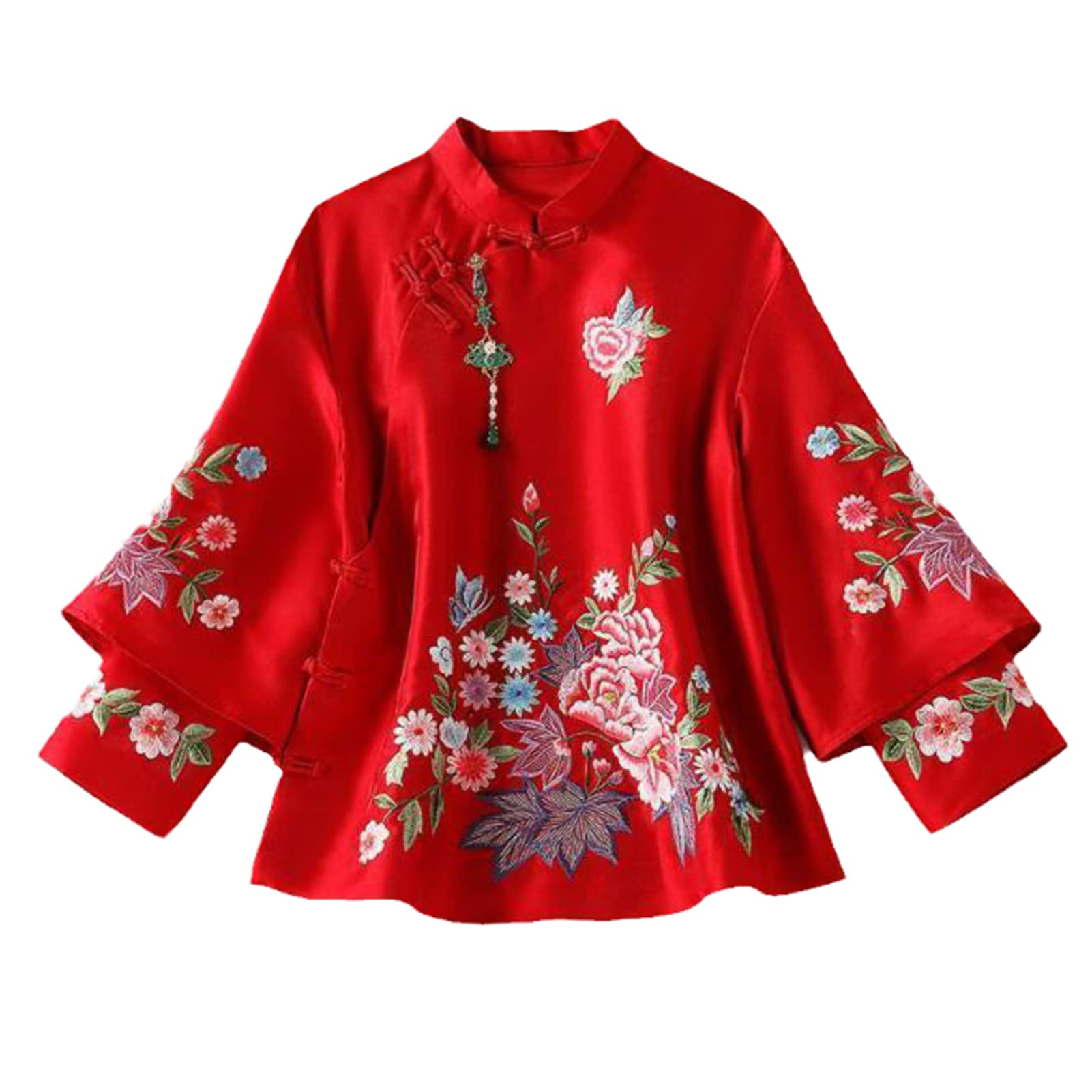 Styl etniczny Vintage Haft Chińskie Topy Kobiety Kurtka Luźny Bawełniany Płaszcz Tang Garnitur Kobieta Jesień Hanfu
