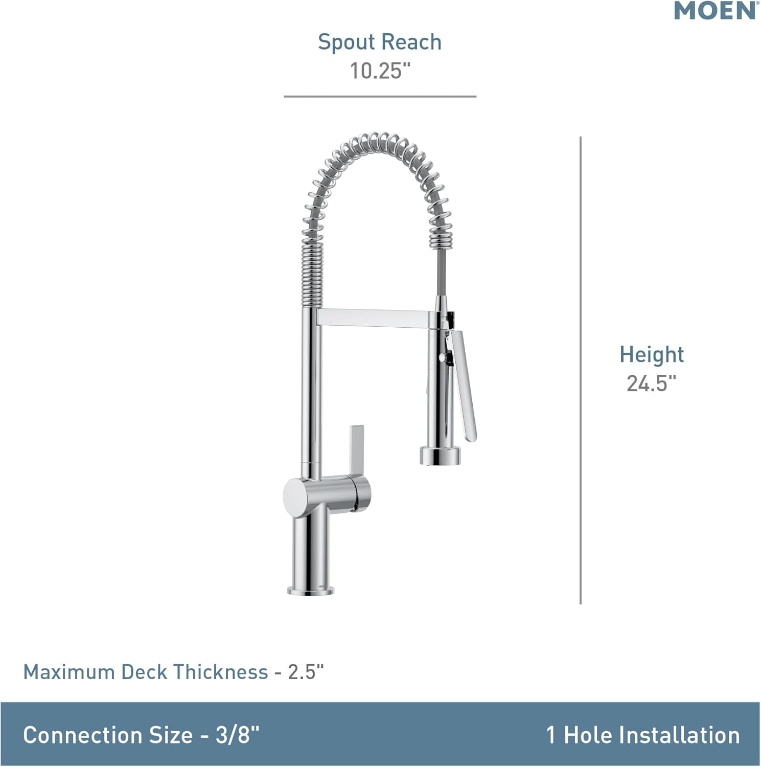 Moen CIA Spot Resist Stainless Pre-Rinse Spring Kitchen Faucet with PowerBoost Pro, 7822SRS - Image 5