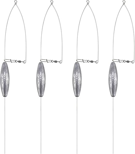 Miniatura 9 de Dr.Fish Paquete de 4 gorilas inferiores para plataformas de lucioperca, plomos de pesca de arrastre con alambre de acero inoxidable, pesca en agua