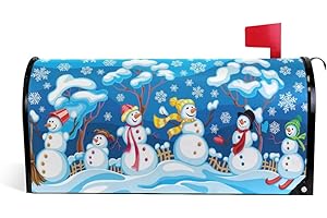Christmas Mailbox Cover Magnetic Christmas Holiday with Snowman and Snowflakes