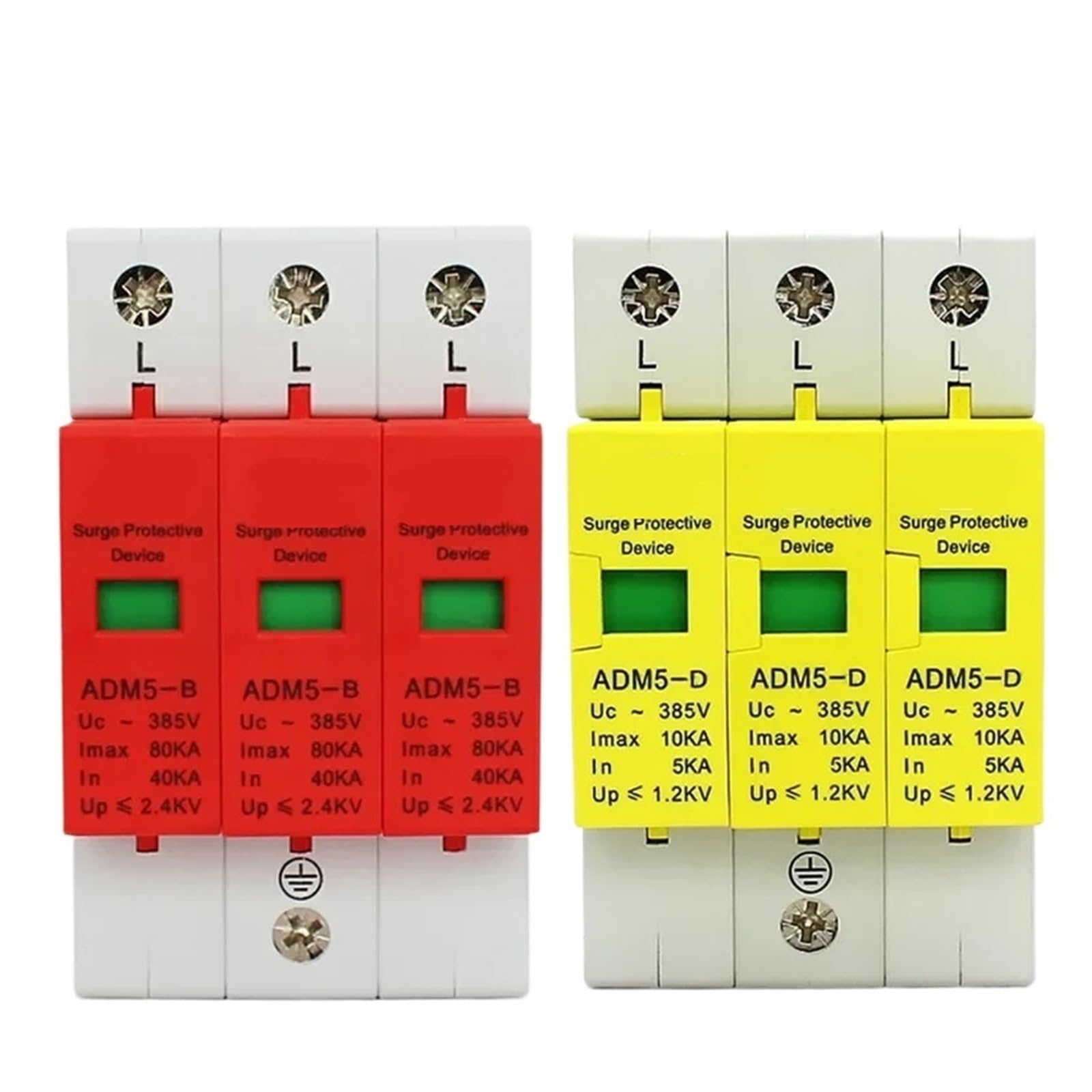 Protector contra sobretensiones y pararrayos Protector contra sobretensiones y rayos for uso doméstico, 3P, 20 KA, 60 KA, 80 KA, 110 V, 220 V, 385 V CA, for riel DIN, dispositivo de protección contra