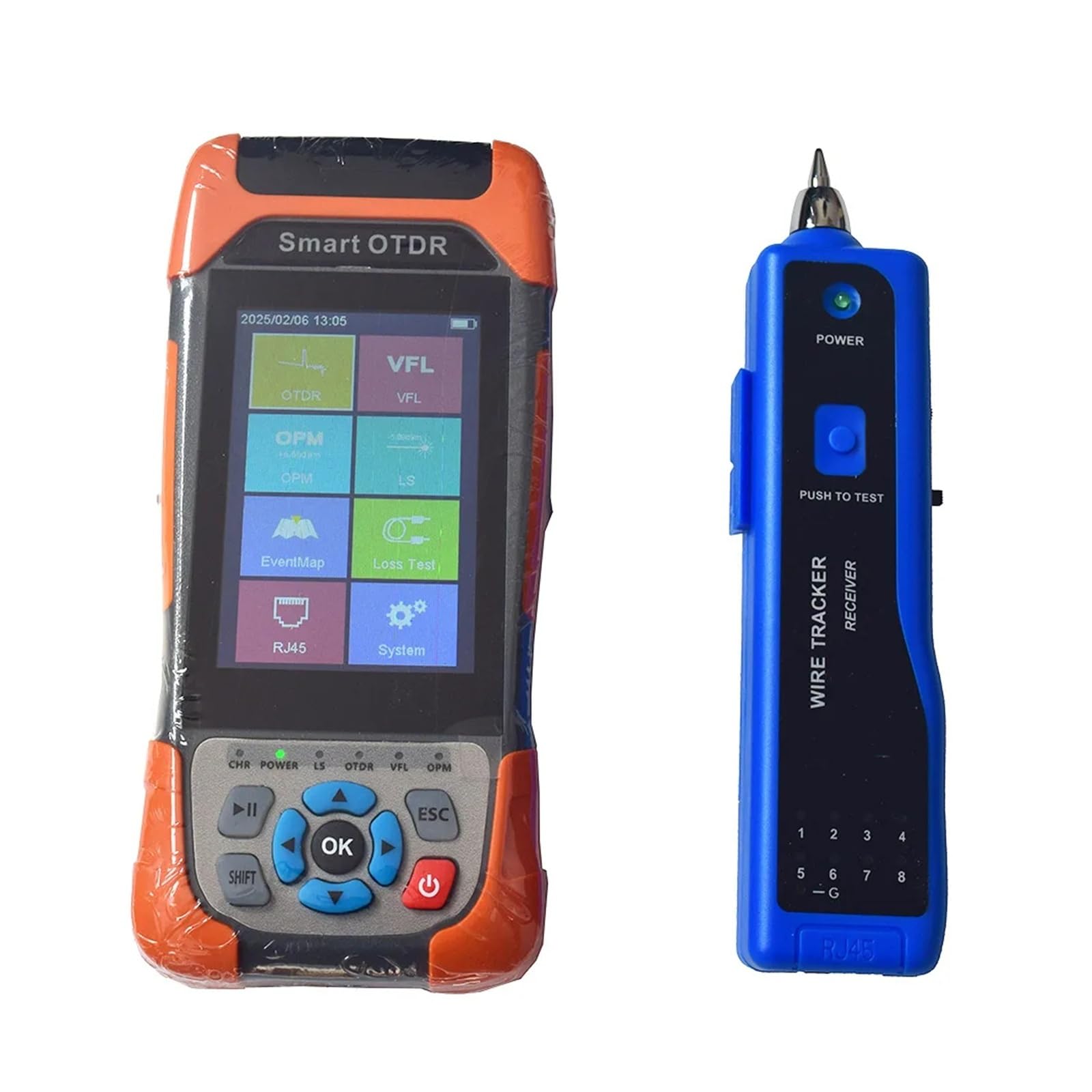 Reflectómetro HJ1000 Mini OTDR 1310nm 1550nm 1610nm 1625nm con pantalla táctil, mapa de eventos, probador OPM VFL RJ45 Fácil de leer(1310nm (APC))