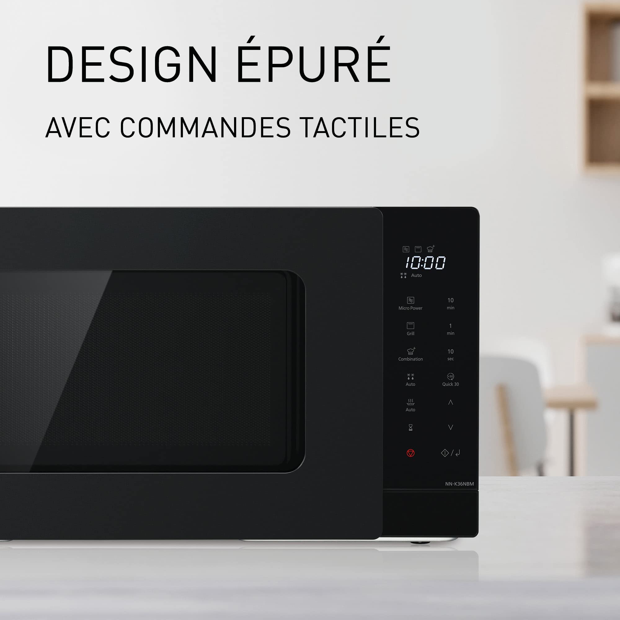 Panasonic NN-K36NBMEPG, Four à Micro-Ondes grill, 24 Litres, Puissance 900W, 8 Programmes Automatiques, Double Technologie de Cuisson, Fonction Quick 30, Noir
