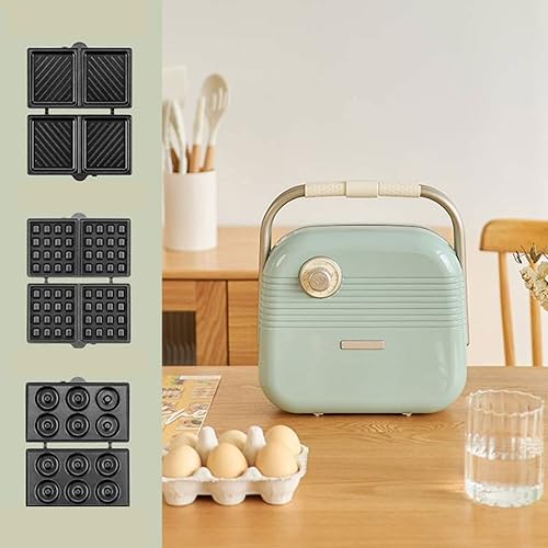Waffle Maker Mini sándwich con platos extraíbles pequeño desayuno belga máquina de donas 3 en 1 antiadherente platos antiadherentes extraíbles